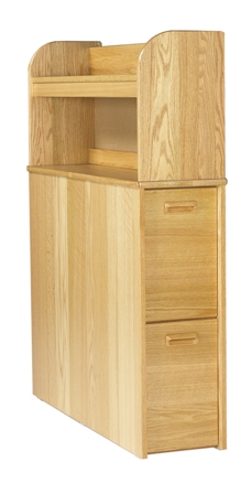Nittany Reversible Bedside Storage Unit w\/2 Pullout Drawers & Attached Bookshelf Carrel